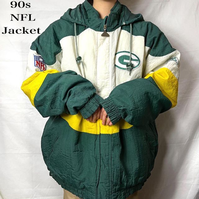 NFL☆中綿ジャケット  ゆるだぼ 90s 希少 デカロゴ 刺繍ロゴ ce3