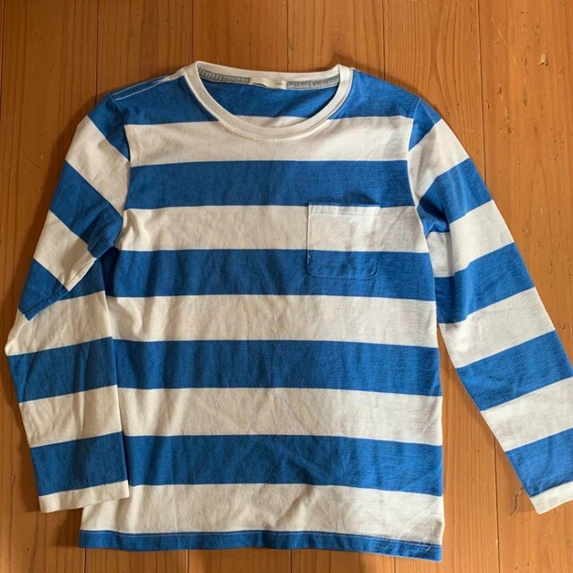 GU(ジーユー)のGU キッズ150  ボーダーロンTシャツ キッズ/ベビー/マタニティのキッズ服男の子用(90cm~)(Tシャツ/カットソー)の商品写真