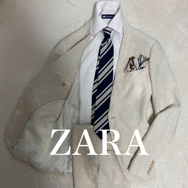 ZARA リネン セットアップ　上M位・下L位　春夏にピッタリなオシャレなスーツ | フリマアプリ ラクマ