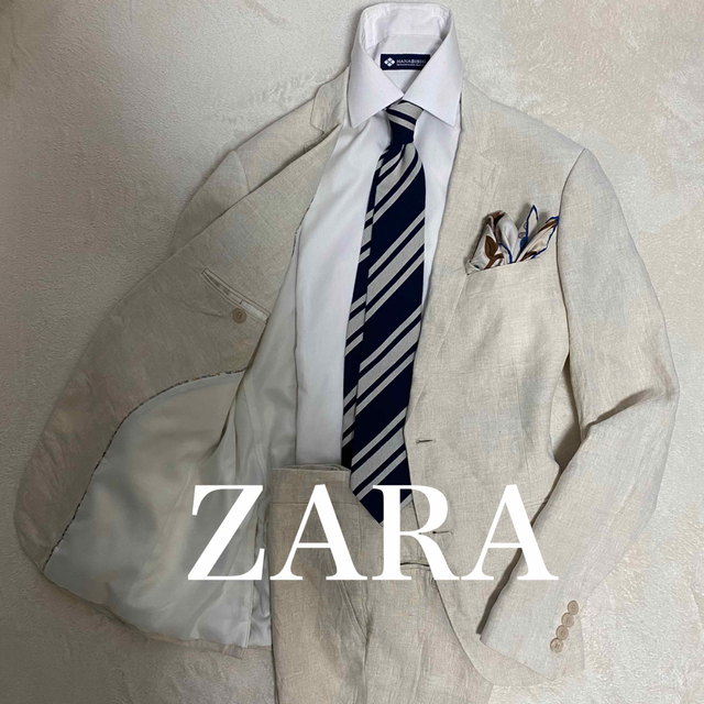 ZARA(ザラ)のZARA リネン セットアップ　上M位・下L位　春夏にピッタリなオシャレなスーツ メンズのスーツ(セットアップ)の商品写真