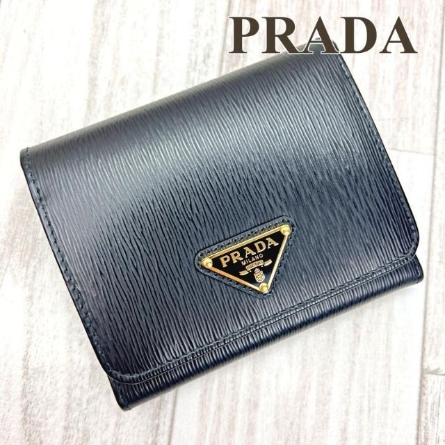 PRADA - プラダ PRADA 三つ折り財布 コンパクトウォレット 1MH176 ブラック