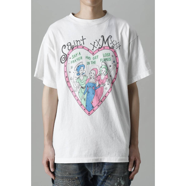 SAINT MICHAEL ハート プリント クルーネック Tシャツ 【お取り寄せ