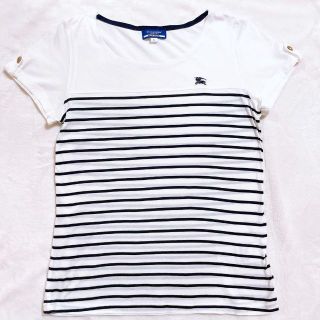 バーバリーブルーレーベル(BURBERRY BLUE LABEL)の美品♡バーバリー ブルーレーベル 半袖 カットソー Tシャツ ボーダー ロゴ(Tシャツ(半袖/袖なし))