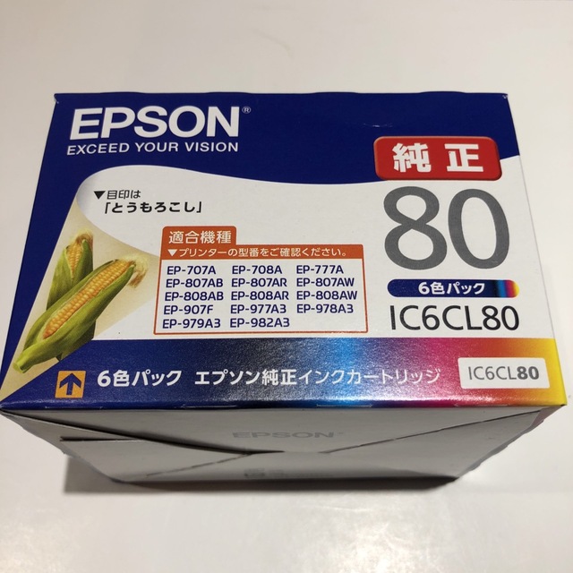 EPSON(エプソン)のエプソン 純正 インク とうもろこし トウモロコシ　IC6CL80 6色パック　 インテリア/住まい/日用品のオフィス用品(その他)の商品写真