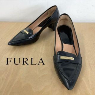 フルラ(Furla)のFURLA フルラ パンプス 革靴 レザー size37 ブランドプレート 黒(ハイヒール/パンプス)