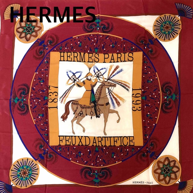 代引可】 【希少】エルメス HERMES スカーフ 技巧の炎 カレ90 大判 箱 ...