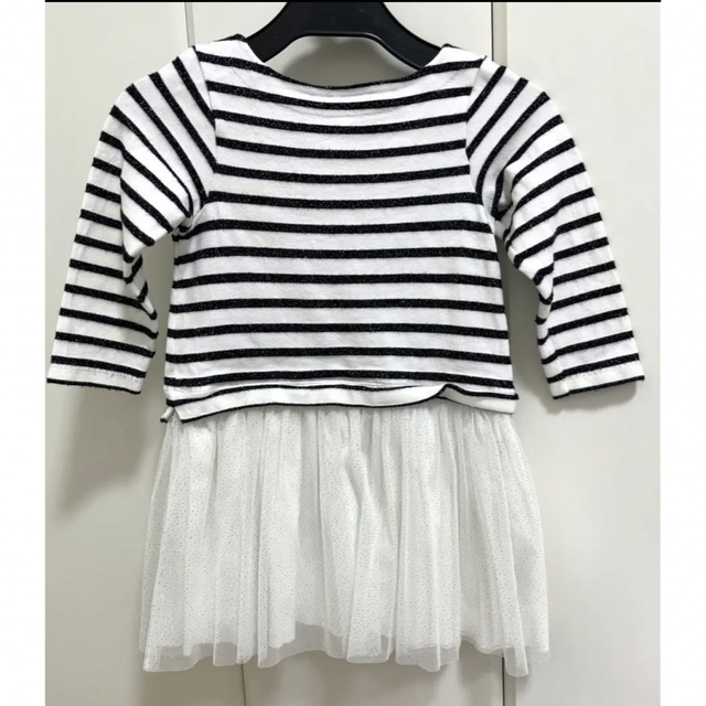 PETIT BATEAU(プチバトー)の4ans 104cm プチバトー  ボーダー　チュール　ワンピース キッズ/ベビー/マタニティのキッズ服女の子用(90cm~)(ワンピース)の商品写真