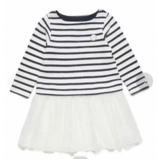 プチバトー(PETIT BATEAU)の4ans 104cm プチバトー  ボーダー　チュール　ワンピース(ワンピース)