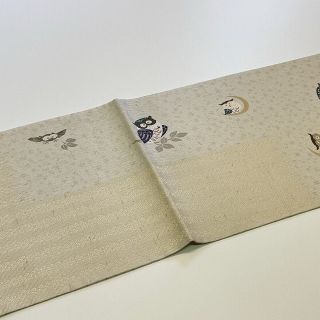 ☆美品 袋帯 正絹 双図全通 ふくろう 月 両面☆ r585の通販 by 花緒