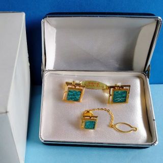 タイピン&カフス 金リング枠 ・ フェニックストーン
