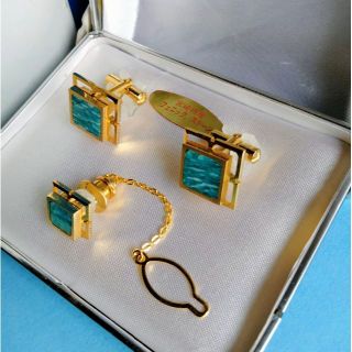 綺麗】タイピン&カフス 18金リング枠 ・ フェニックストーン