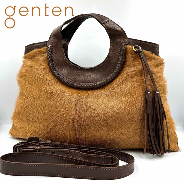 希少品 genten ゲンテン 2WAY レザー ハンドバック ショルダーバック