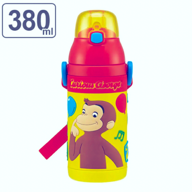 新品】おさるのジョージ 380ml 3D ワンプッシュ ストロー ボトルの通販