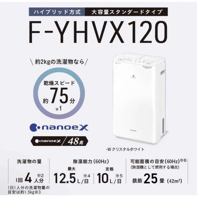 新品未開封】Panasonic 除湿機 ナノイーX YHVX-120 激安単価で 33150円 ...
