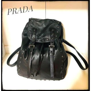 PRADA プラダ バッグパック スタッズ レザー リュック ブラック 黒の