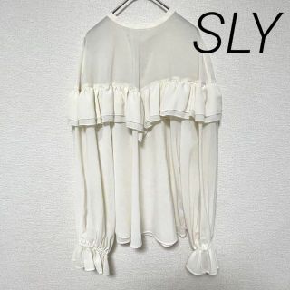 スライ(SLY)の2636 SLY スライ シアーブラウス オフホワイト ラッフル フレア リボン(シャツ/ブラウス(長袖/七分))