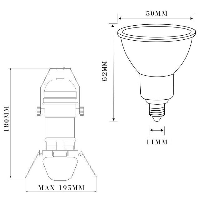 DotoyスポットライトE11LED電球付き黒ダクトレールLED電 ×2