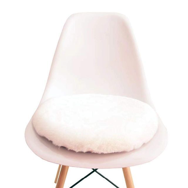 【色: 白】Perle 低反発 座布団 クッション 丸型 椅子用 直径 40cm
