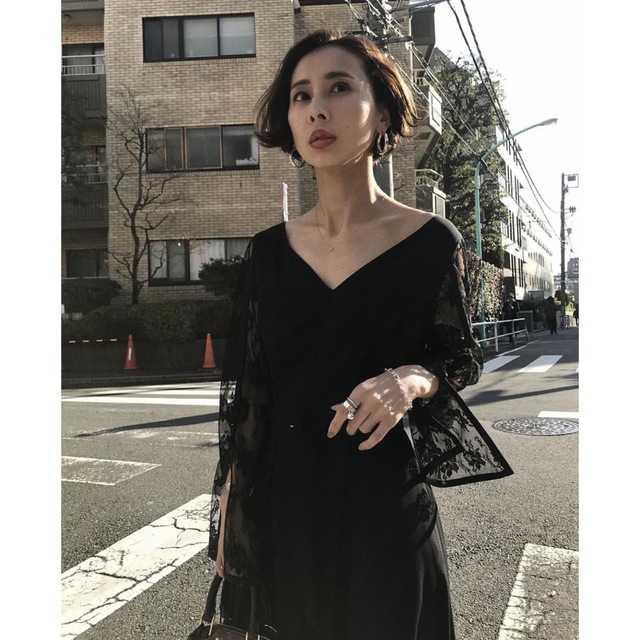 Ameri VINTAGE♡LACE SLEEVE REFINED DRESS