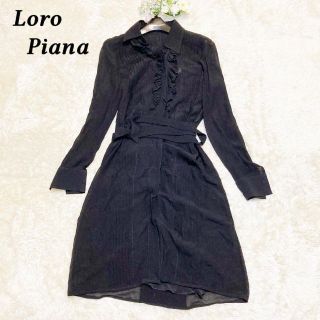 ロロピアーナ(LORO PIANA)のロロピアーナ フレアワンピース　キャミソール　SILK100% Mサイズ(ロングワンピース/マキシワンピース)