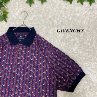 ジバンシィ(GIVENCHY)の柄シャツ　総柄 ポロシャツ  ジバンシー　レトロ　刺繍　激レア　givenchy(ポロシャツ)