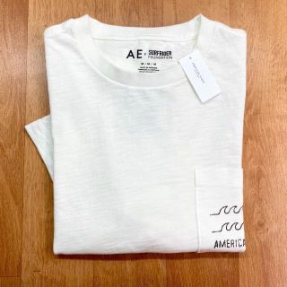 アメリカンイーグル(American Eagle)の新品【メンズXS】★アメリカンイーグル★ポケット付き！スラブ生地半袖Tシャツ/白(Tシャツ/カットソー(半袖/袖なし))