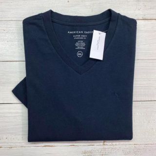 アメリカンイーグル(American Eagle)の新品【メンズM】★アメリカンイーグル★無地ワンポイントVネック半袖Tシャツ/紺(Tシャツ/カットソー(半袖/袖なし))