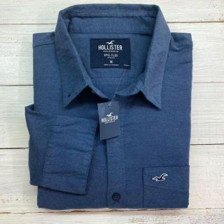 ホリスター(Hollister)の新品【メンズXL】★ホリスター★着心地抜群！ストレッチ長袖シャツ/紺/無地(シャツ)