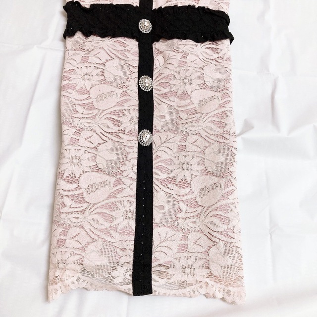 スワンキス Swankiss DB bijou lace O/P (ピンク) レディース ワンピース ミニワンピース ダーリッチ♡エンブレムリブニットミニワンピース フリーサイズ