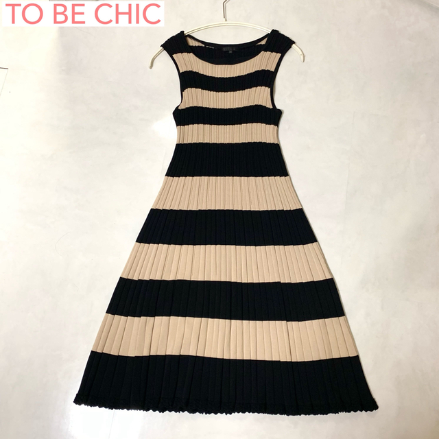 美品　TO BE CHIC トゥービーシック　ボーダー　ニットワンピース　42