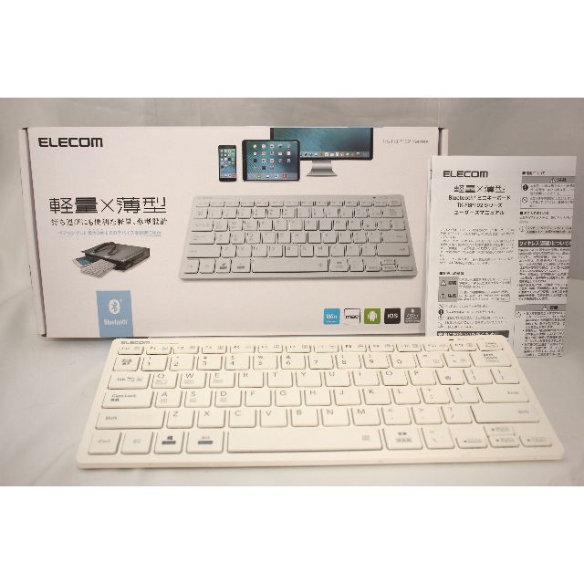 ELECOM(エレコム)のELECOM TK-FBP102WH Bluetooth キーボード スマホ/家電/カメラのPC/タブレット(PC周辺機器)の商品写真