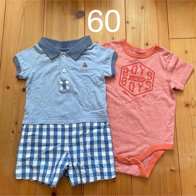 babyGAP(ベビーギャップ)の☆babyGap 60半袖ロンパース2枚セット☆ キッズ/ベビー/マタニティのベビー服(~85cm)(ロンパース)の商品写真