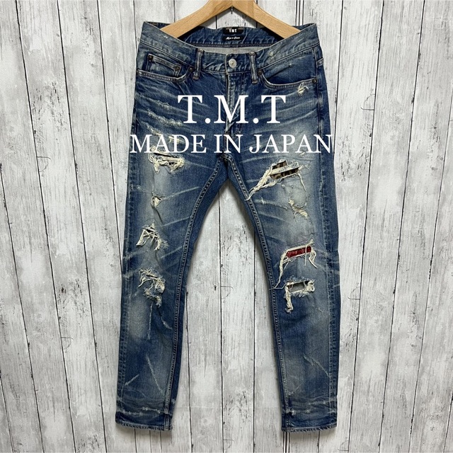 T.M.T ダメージ加工ストレッチデニム!日本製! 最新のデザイン 4284円