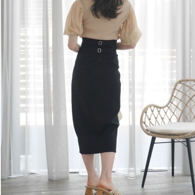 LIP SERVICE(リップサービス)のLIPSERVICE☆バックベルトミディスカート☆Sブラック レディースのスカート(ロングスカート)の商品写真