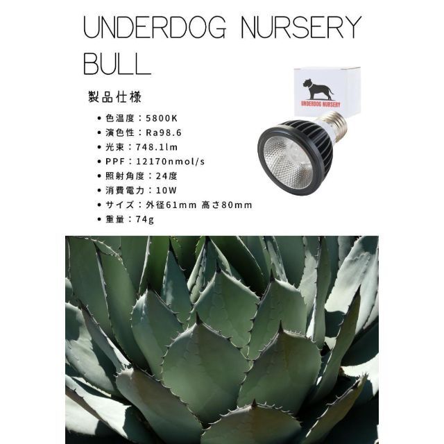 植物育成ライト 10W 5800K 4個 黒色 太陽光 フルスペクトルLED 公式の
