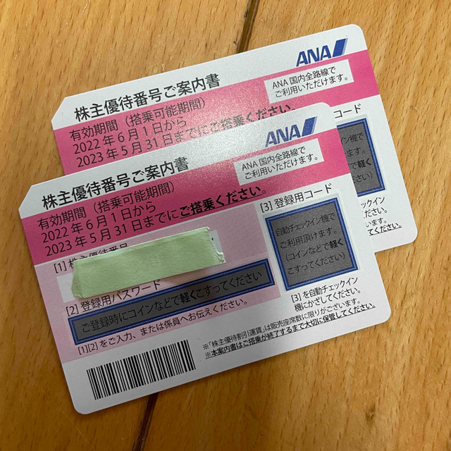ANA株主優待✖️２枚【有効期限23.5.31】
