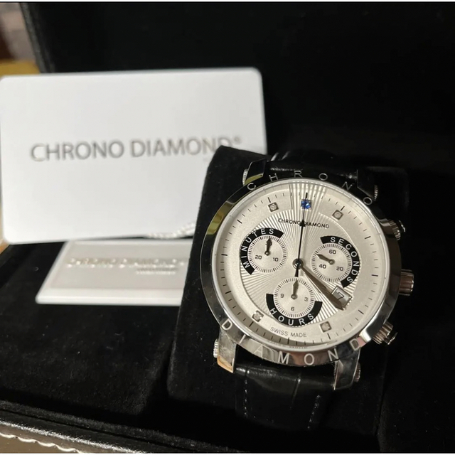 シルバーベルト定価23万円　Chrono Diamond 10600H ダイヤモンド　スイス