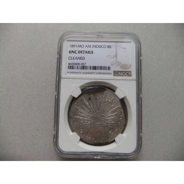 1891年メキシコ8レアル貿易銀　＊NGC認証品（UNC/未使用） 明治銀貨古銭