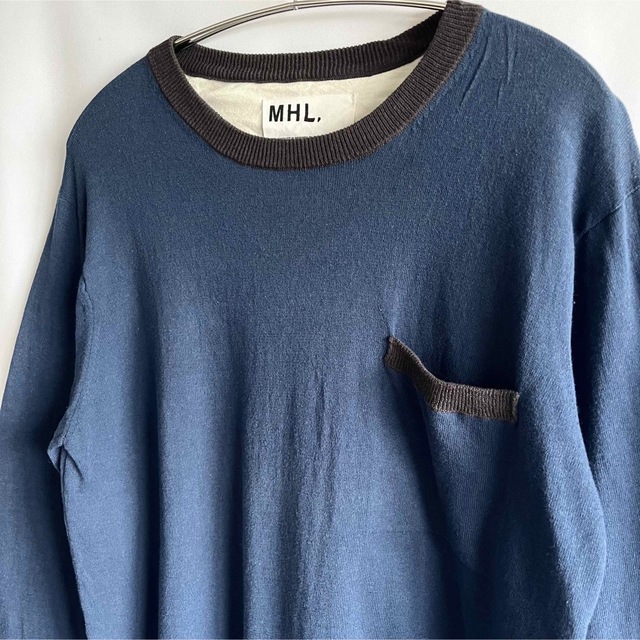 【超美品】MHL.マーガレットハウエル着心地やわらかバイカラー春夏コットンニット