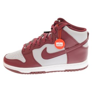 ナイキ(NIKE)のNIKE ナイキ DUNK HIGH RETRO Dark Beetroot and Wolf Grey DD1399-600 ダンクレトロ ハイカット スニーカー シューズ US8 グレー/レッド(スニーカー)