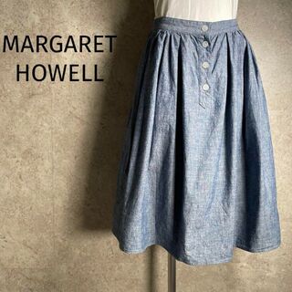 名作 MARGARET HOWELL マルチボーダースカート ひざ丈スカート 