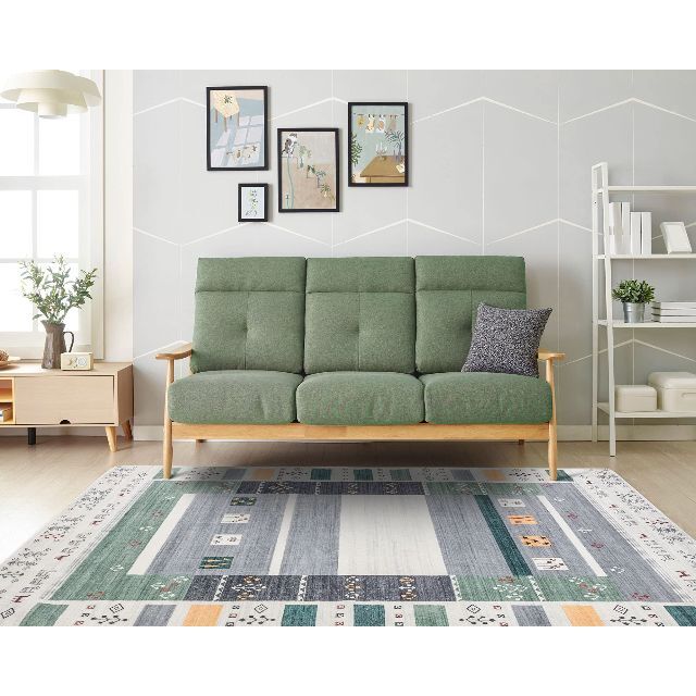 【色: 01グリーン】DECOMALL カーペット 3畳 絨毯 ラグマット 北欧