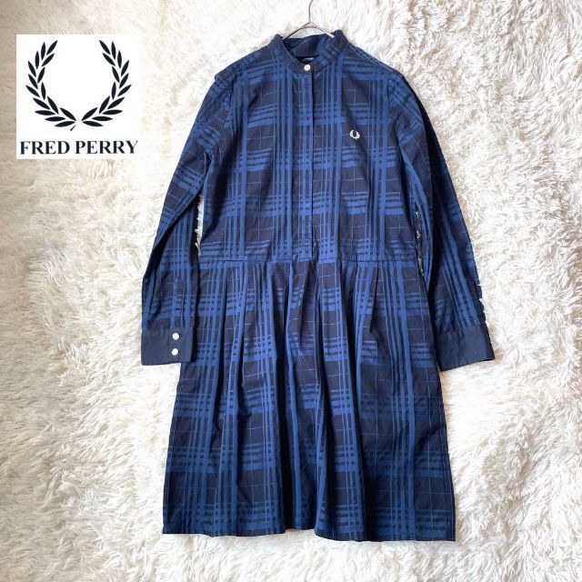 FRED PERRY×MEG♡ワンピース プリーツ 七分袖 ベージュ M相当