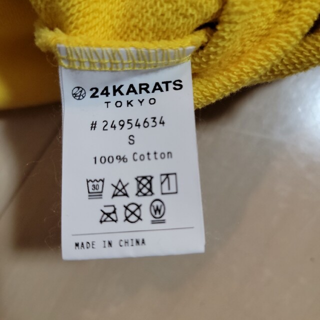 24KARATS　フード付きパーカー　イエロー　Sサイズ　ユニセックス　美品