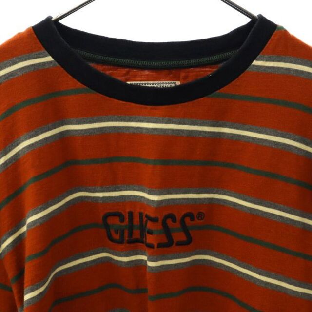 GUESS(ゲス)のゲス ボーダー 長袖 Tシャツ M レッド系 GUESS ロングスリーブT メンズ 【中古】  【230430】 メンズのトップス(Tシャツ/カットソー(半袖/袖なし))の商品写真