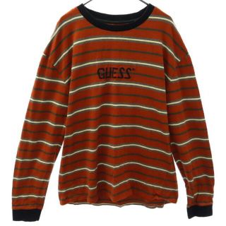 ゲス(GUESS)のゲス ボーダー 長袖 Tシャツ M レッド系 GUESS ロングスリーブT メンズ 【中古】  【230430】(Tシャツ/カットソー(半袖/袖なし))