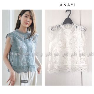 アナイ(ANAYI)のANAYI  レーススタンドネック ブラウス.(シャツ/ブラウス(半袖/袖なし))