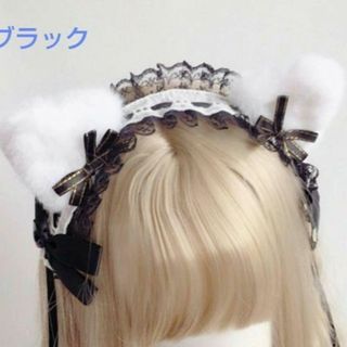 ヘッドドレス 　ヘアクリップ　ブラック　ネコ(アクセサリー)