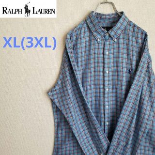 古着RalphLauren ラルフローレン長袖 チェック XL（3XL～ゆるだぼ(シャツ)