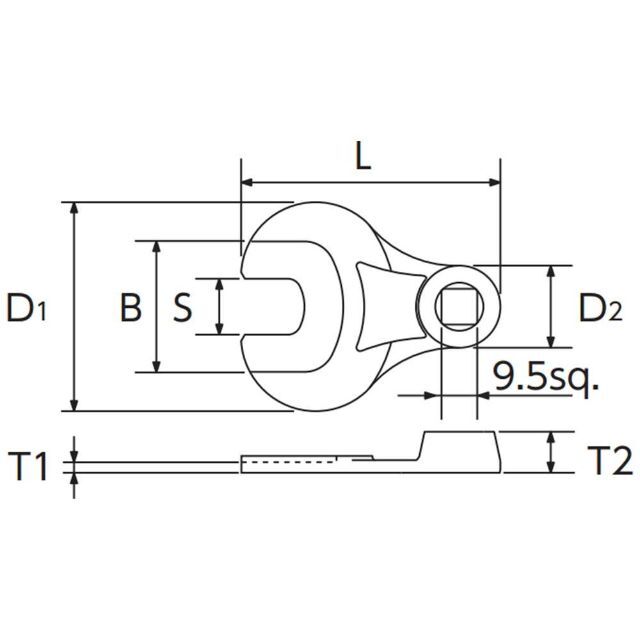 【特価商品】京都機械工具(KTC) ペダルレンチ 9.5mm (3/8インチ) 3